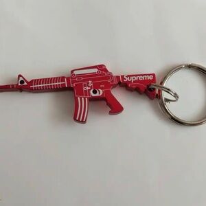 Supreme Red Gun-Shaped Keychain